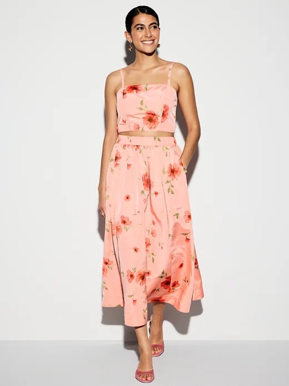 2 Piece Floral Peach Set - Medium Top and Large Skirt